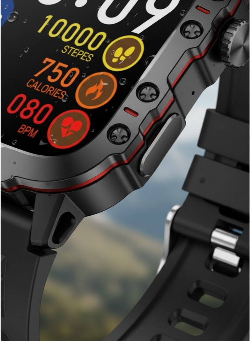 أولون ساعة Aolon Tetra S2 الذكية للرجال مع مكالمات لاسلكية وإشعارات - شاشة عالية الدقة 1.96 بوصة، مقاومة للماء بمعيار IP68، هيكل من سبائك الزنك - Image 3